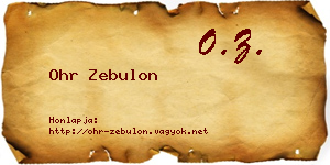 Ohr Zebulon névjegykártya